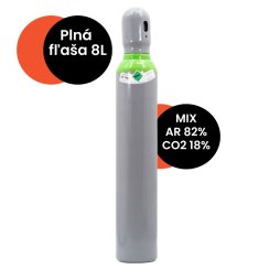Plná fľaša: Argón 82% + CO2 18% 8L