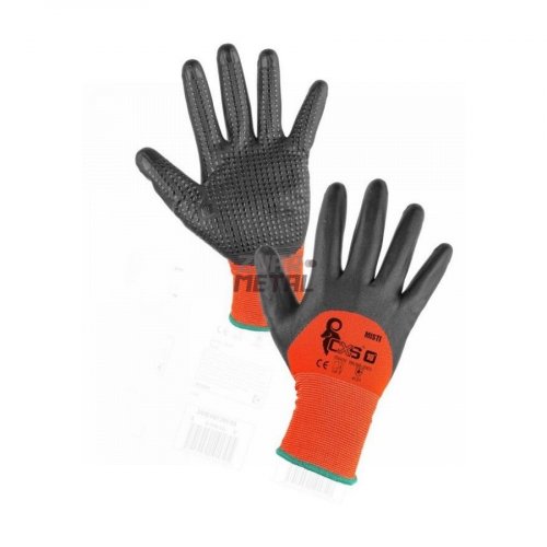 Pracovné rukavice MISTI, oranživo-sivé č.9
