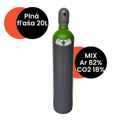 Plná fľaša: Argón 82% + CO2 18% 20L